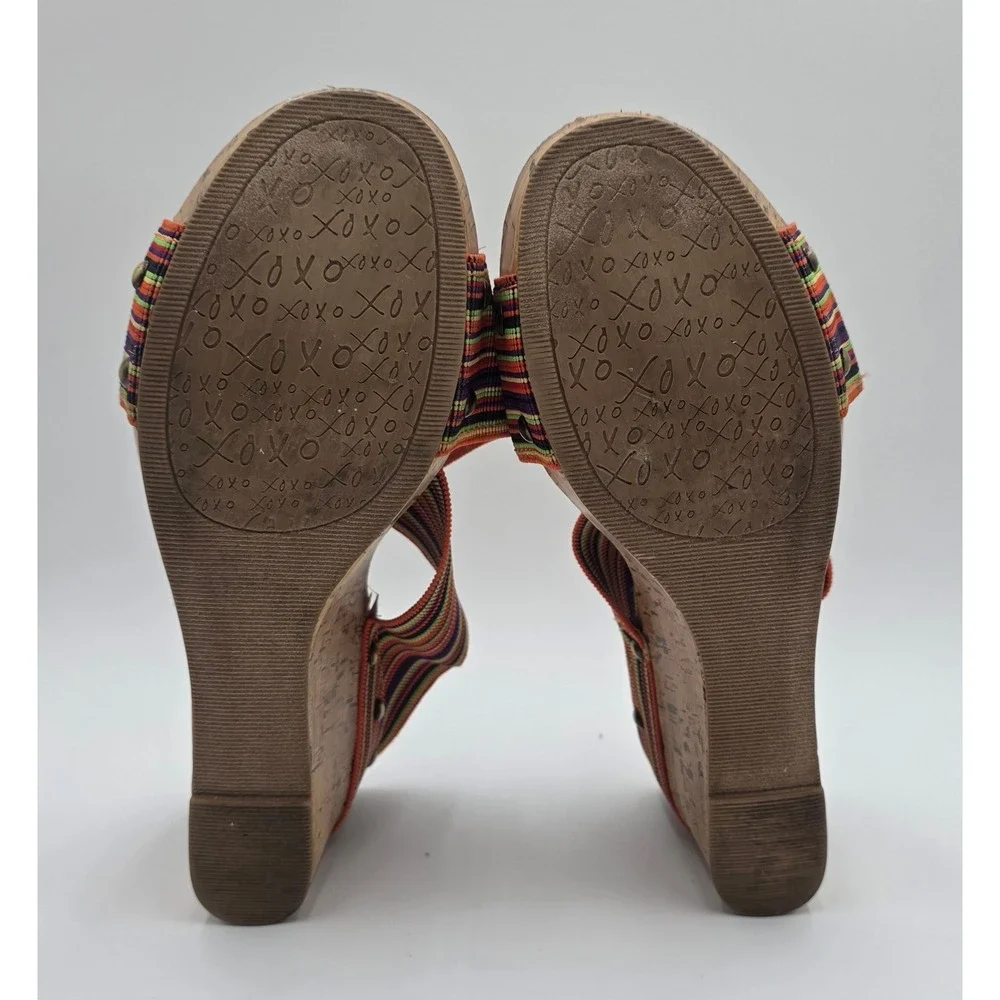 XOXO Bali Women's 8.5M Striped Cork Wedge Sandal Multi Color Platform Slide